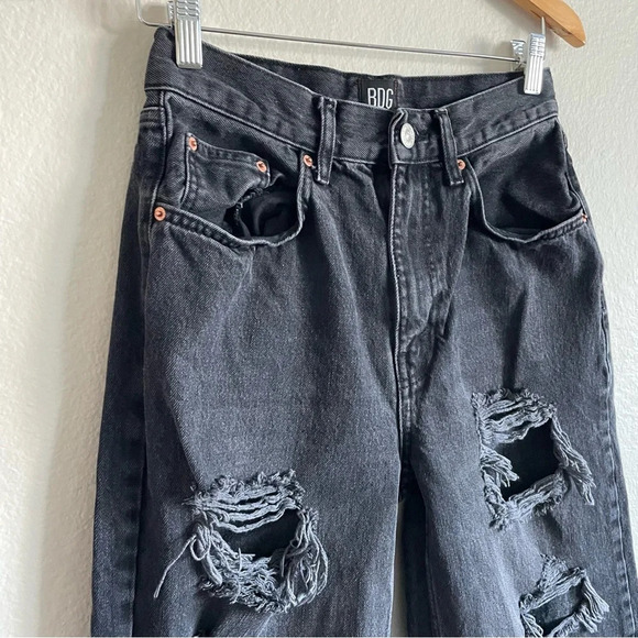 BDG Urban Outfitter Jeans Women’s 27 Black High Rise Baggy Skater Ripped Grunge - Picture 7 of 16